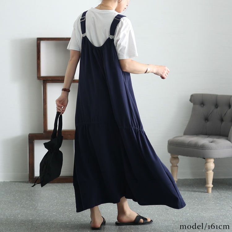 大きいサイズ レディース Aラインサロペットワンピース　gold924