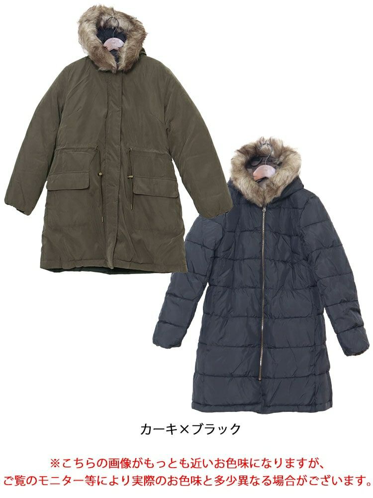 大きいサイズ レディース リバーシブルモッズコート　mnfk-122701