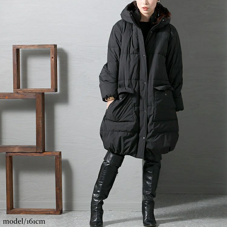 大きいサイズ レディース ロングファイバーダウンコート　mnfk-222709