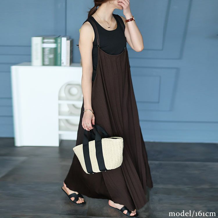 大きいサイズ レディース プリーツキャミワンピース　fem-313