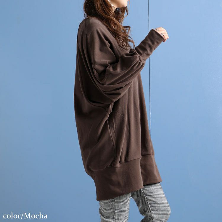 大きいサイズ レディース リブ袖ドルマンチュニック　kt-42001