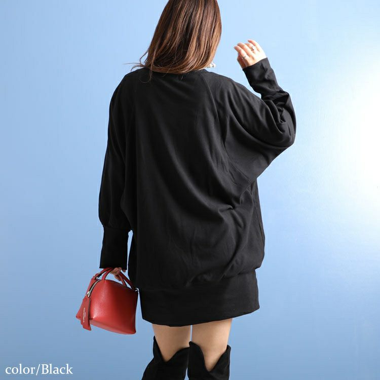 大きいサイズ レディース リブ袖ドルマンチュニック　kt-42001