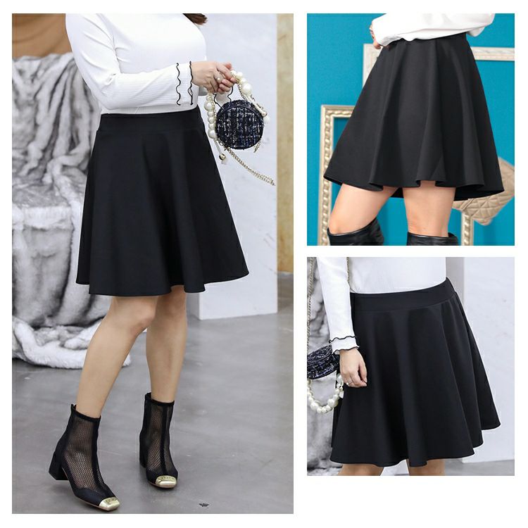 大きいサイズ レディース ウエストゴムのフレアミニスカート　goldy-1140