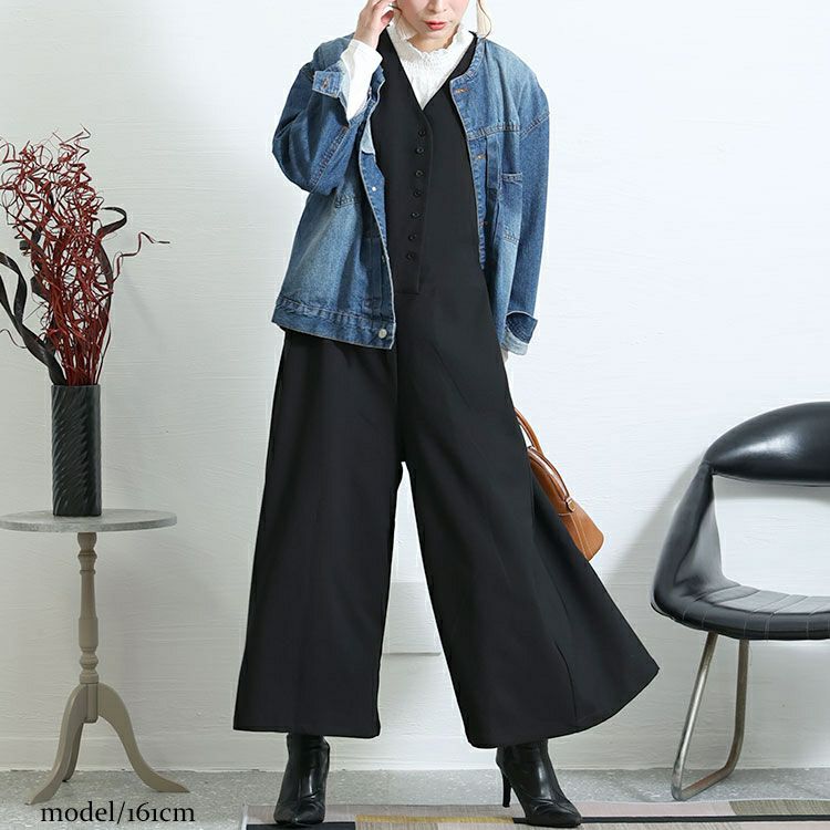 大きいサイズ レディース ワイドサロペットパンツ　nw-22031