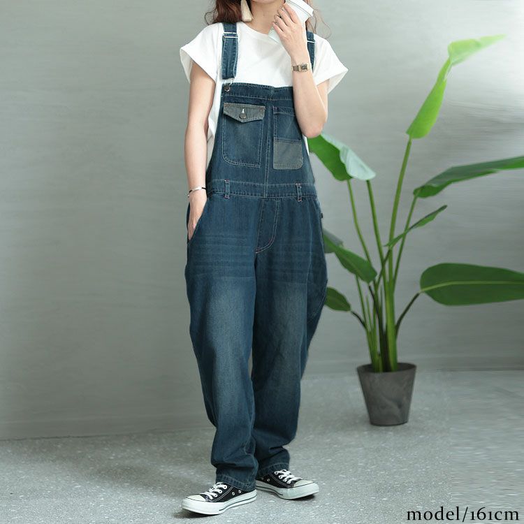 大きいサイズ レディース デニムサロペットパンツ　jp431