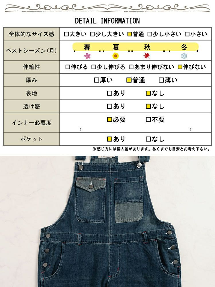 大きいサイズ レディース デニムサロペットパンツ　jp431