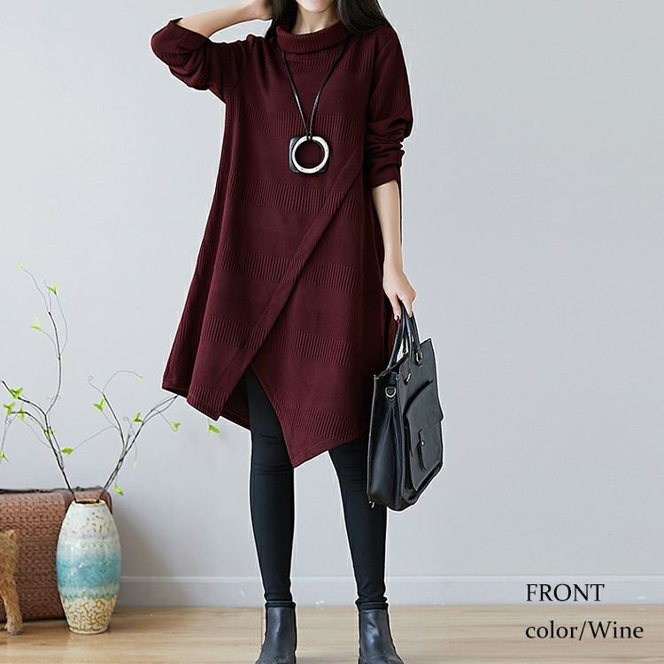 大きいサイズ レディース ハイネックチュニック　goldy-1150