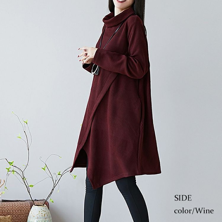 大きいサイズ レディース ハイネックチュニック　goldy-1150