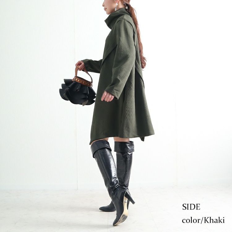 大きいサイズ レディース ハイネックチュニック　goldy-1150