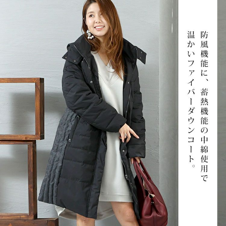 大きいサイズ レディース 防風＆蓄熱ファイバーダウンコート　mncut-522901