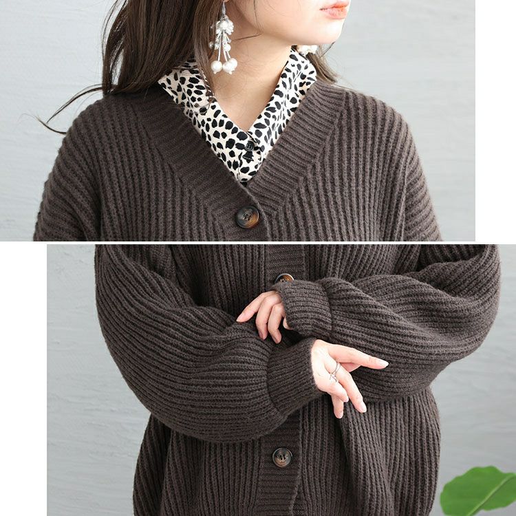 大きいサイズ レディース ボリュームスリーブニットカーディガン　goldy-1176