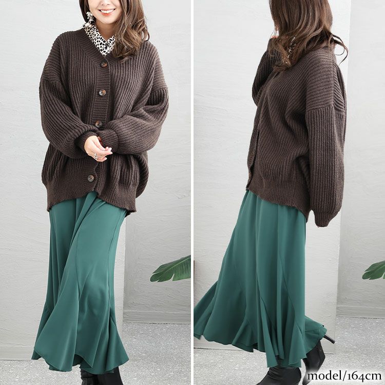 大きいサイズ レディース ボリュームスリーブニットカーディガン　goldy-1176