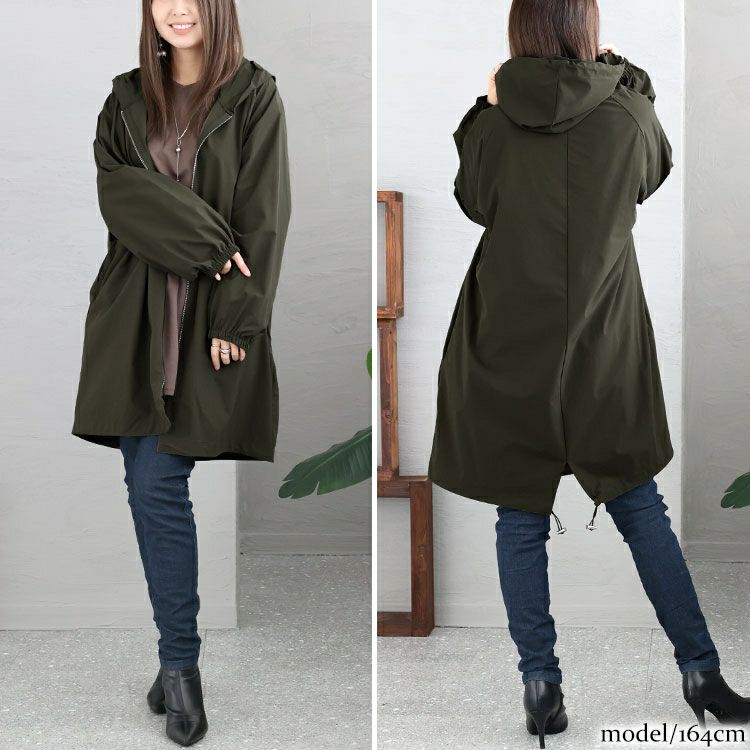 大きいサイズ レディース モッズ風ジップアップパーカー　maru-6643