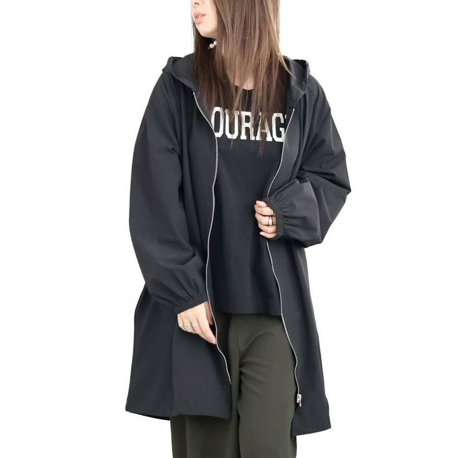 大きいサイズ レディース モッズ風ジップアップパーカー　maru-6643 ブラック