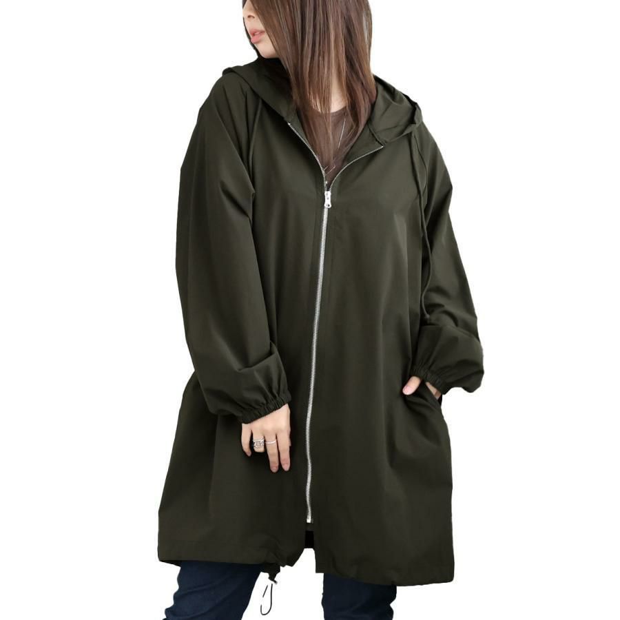 大きいサイズ レディース モッズ風ジップアップパーカー　maru-6643 カーキ
