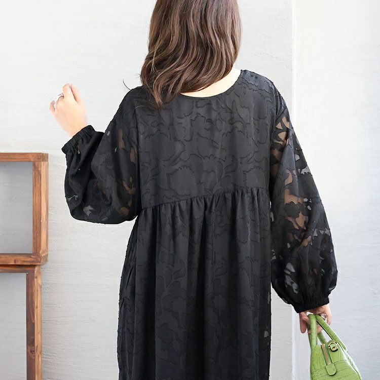 大きいサイズ レディース シフォンジャガードティアードワンピース　maru-6633