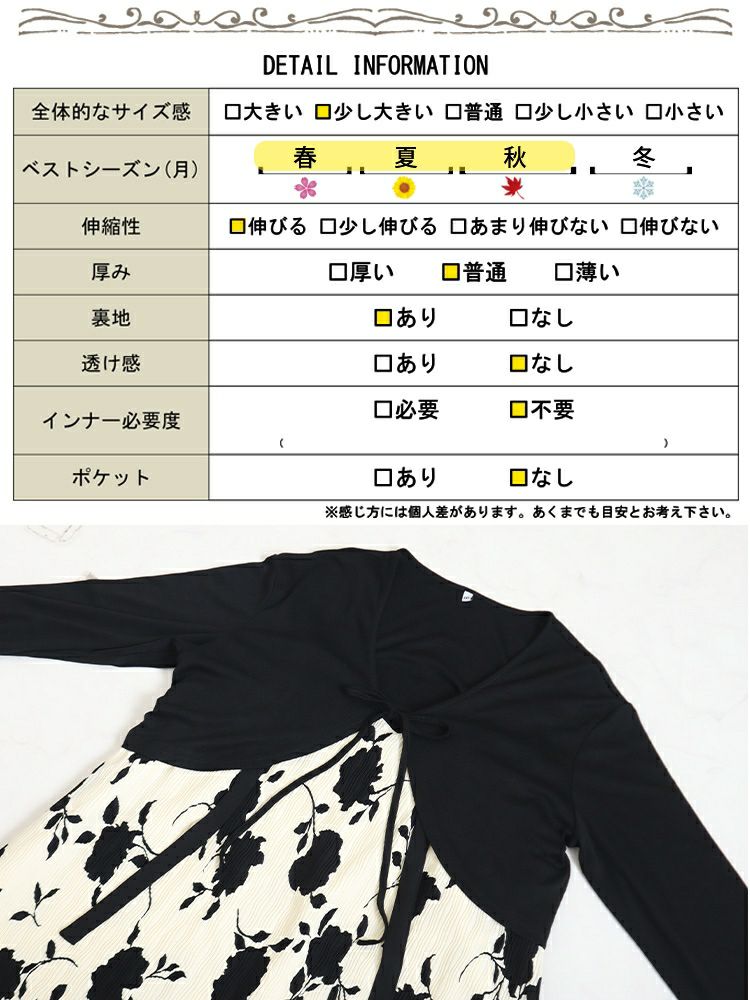 大きいサイズ レディース フラワーシルエット柄キャミワンピース＆ボレロセット　goldy-1179