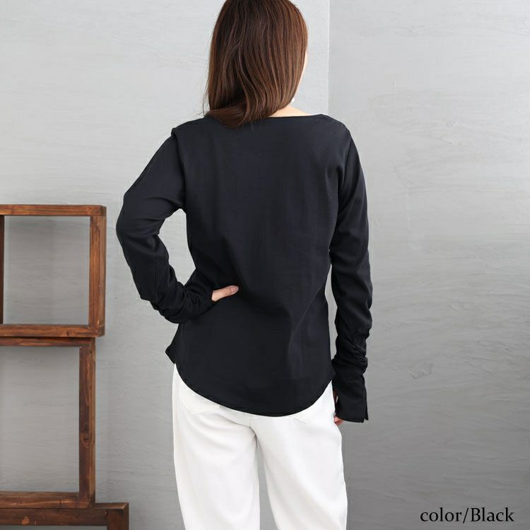 大きいサイズ レディース 指穴Vネックカットソー　wk-0334