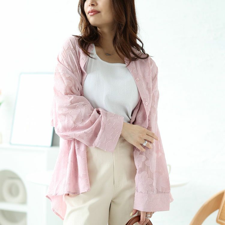 大きいサイズ レディース 花柄ジャーガードブラウス　sada-6838【ゆうパケット可】