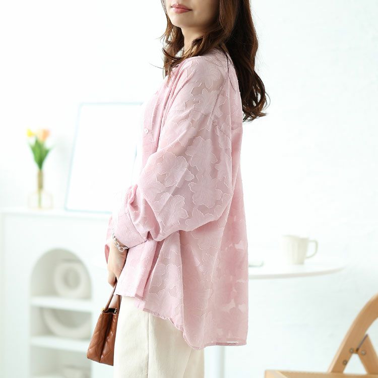 大きいサイズ レディース 花柄ジャーガードブラウス　sada-6838【ゆうパケット可】