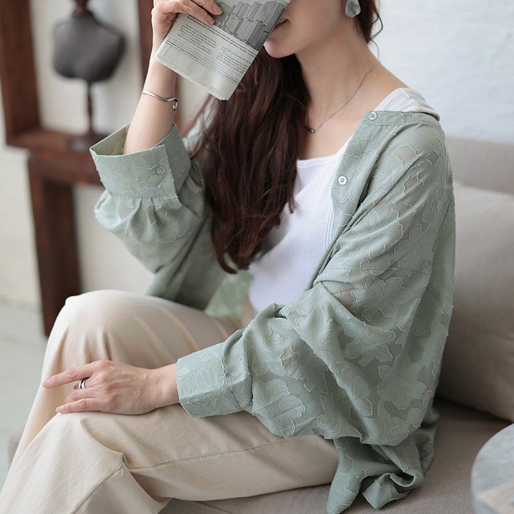 大きいサイズ レディース 花柄ジャーガードブラウス　sada-6838【ゆうパケット可】