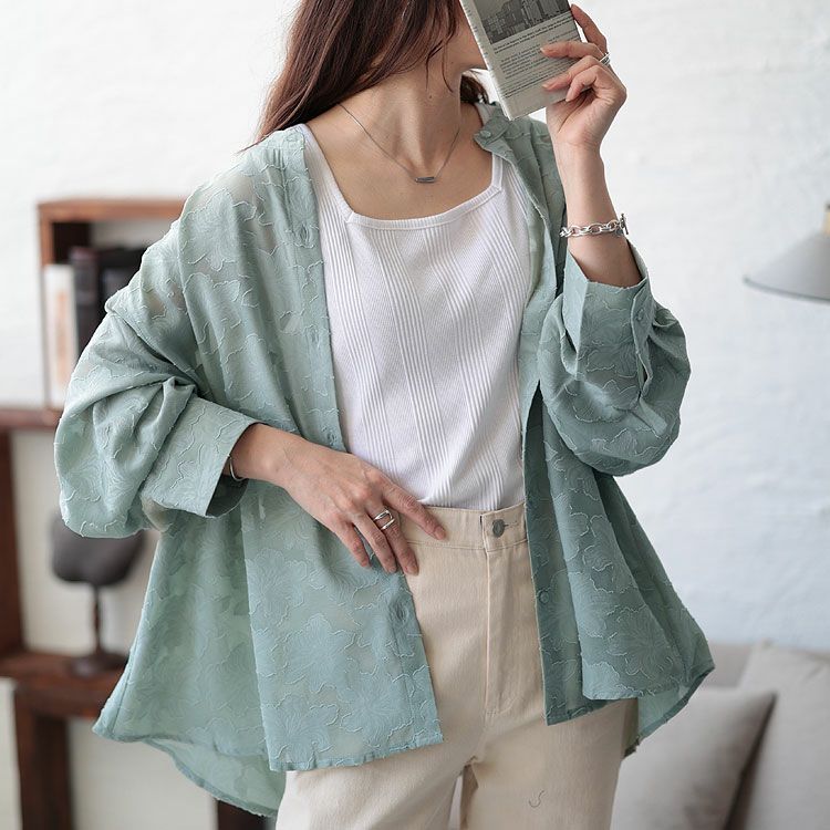 大きいサイズ レディース 花柄ジャーガードブラウス　sada-6838【ゆうパケット可】