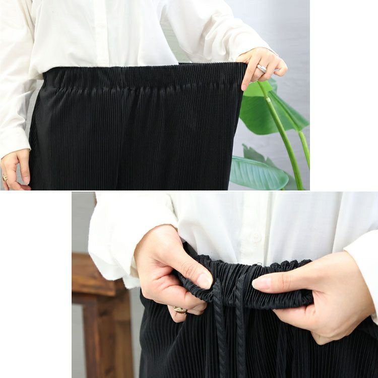 大きいサイズ レディース セルフカットプリーツパンツ　maru-6635