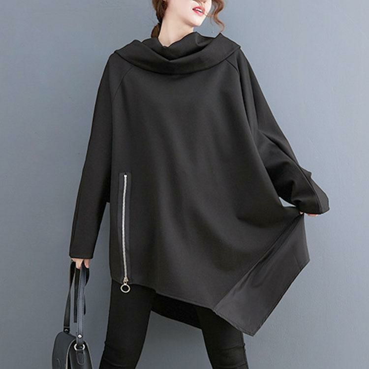 大きいサイズ レディース アシンメトリードルマンチュニック　goldy-1183 ブラック