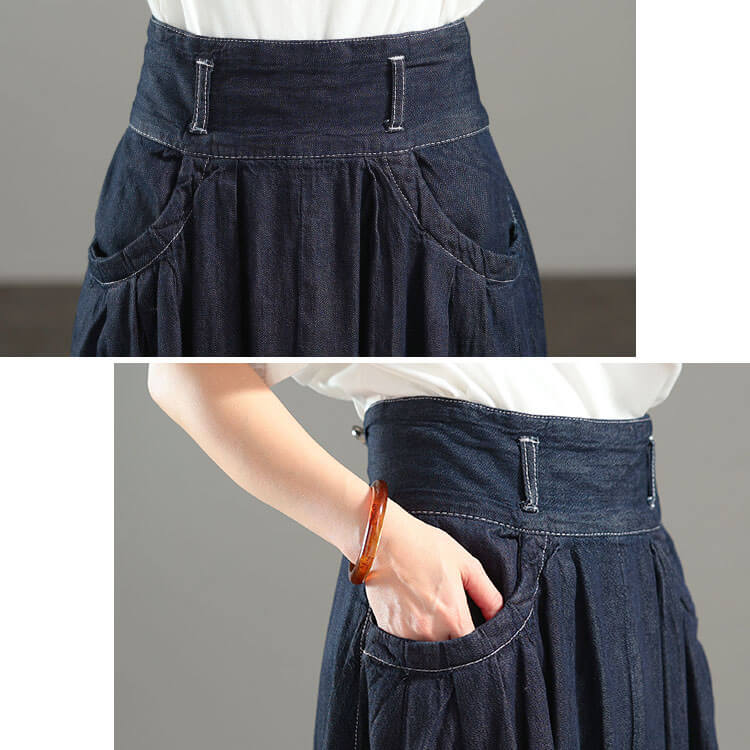 大きいサイズ レディース タックフレアデニムスカート　wd-0343