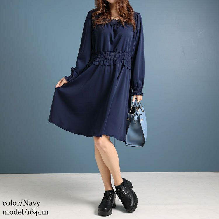 大きいサイズ レディース スクエアレースワンピース　fem-329