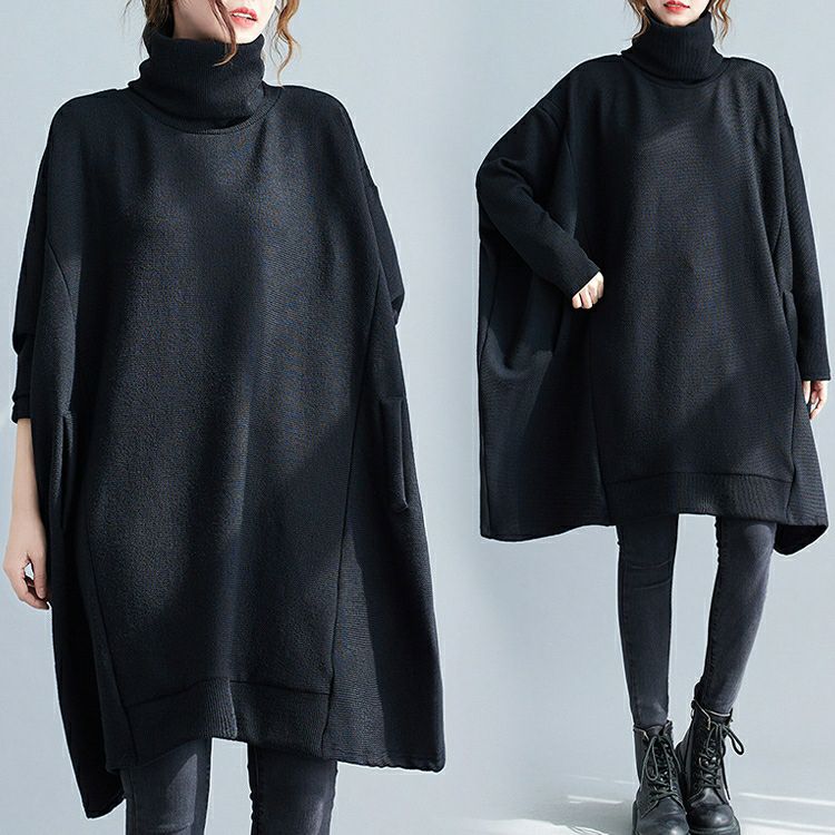 大きいサイズ レディース ハイネックリブニットドルマンプルオーバー　goldy-1177