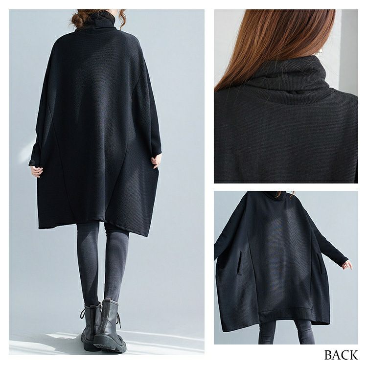 大きいサイズ レディース ハイネックリブニットドルマンプルオーバー　goldy-1177