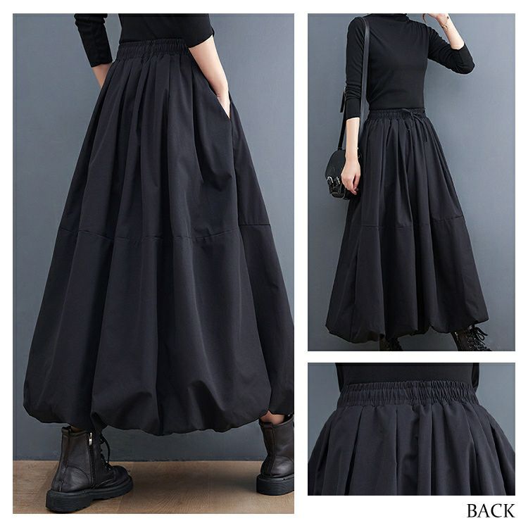 大きいサイズ レディース タックフレアウエストゴムスカート goldy