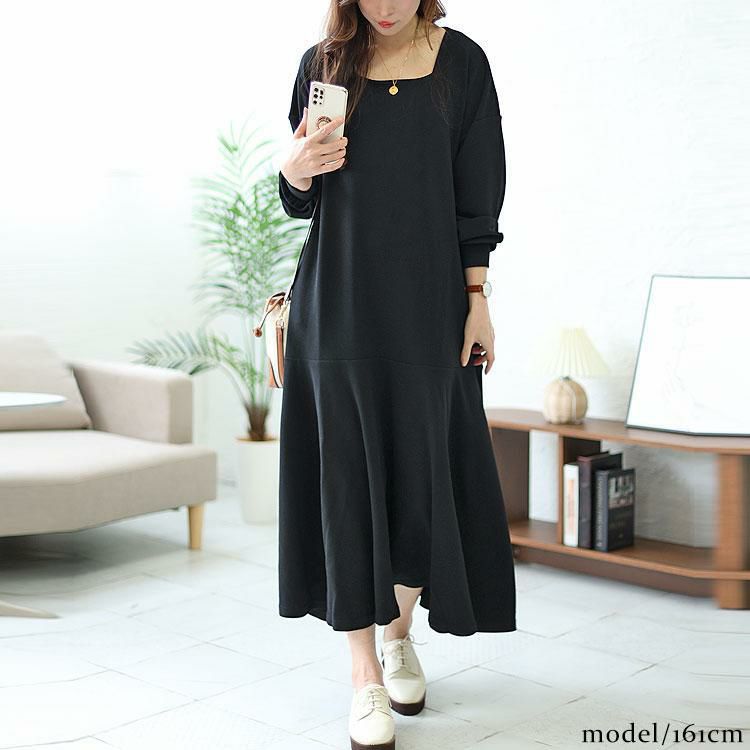 大きいサイズ レディース ふくれジャガードワンピース　bro-0013 ブラック