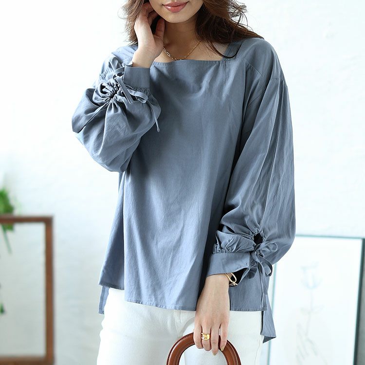 大きいサイズ レディース 袖ドロストブラウス　fem-341