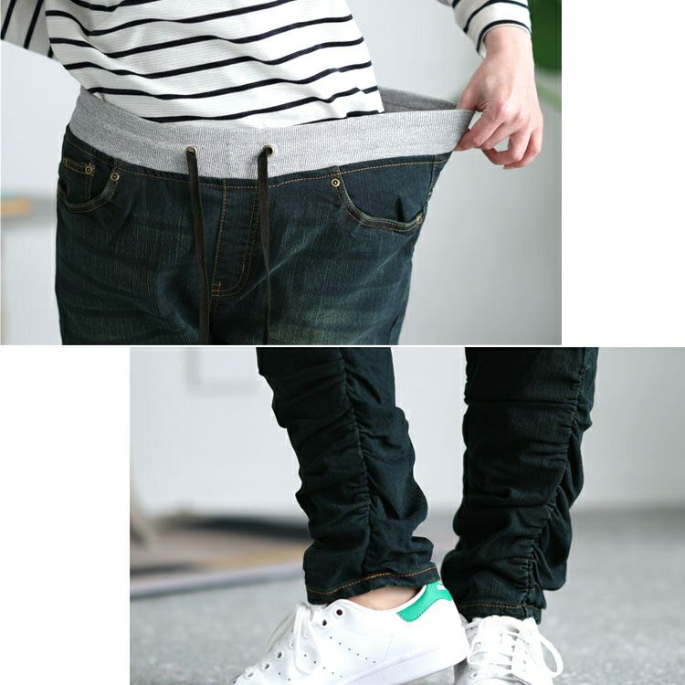 大きいサイズ レディース ウエストリブデニムパンツ　wd-0120