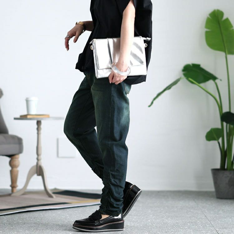 大きいサイズ レディース ウエストリブデニムパンツ　wd-0120