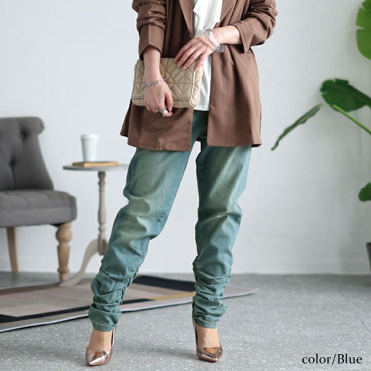 大きいサイズ レディース ウエストリブデニムパンツ　wd-0120