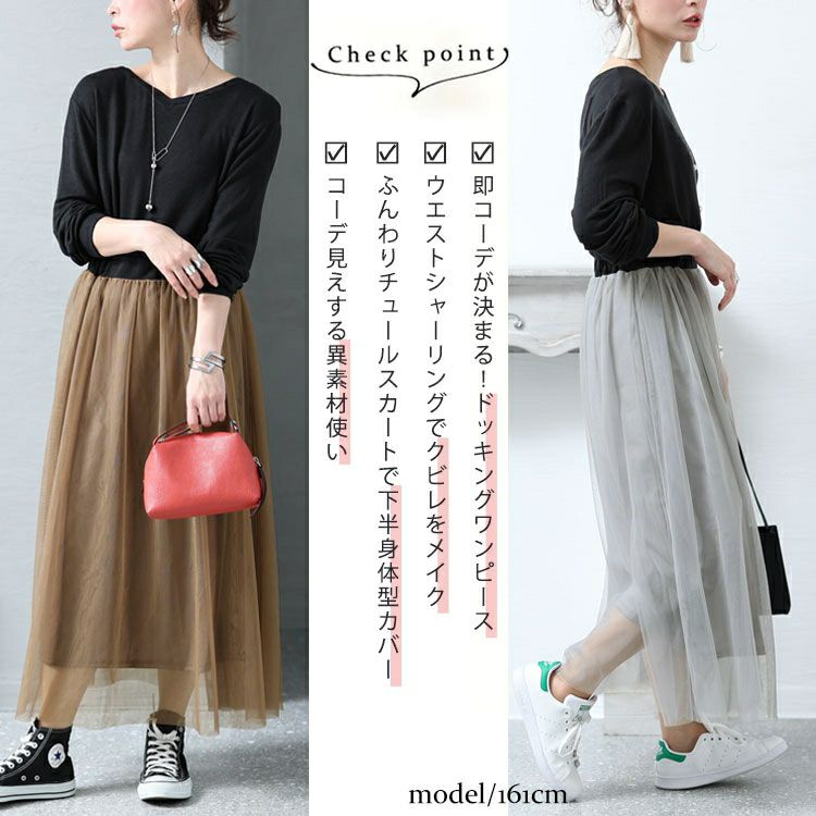 大きいサイズ レディース チュールドッキングワンピース　jpm-003