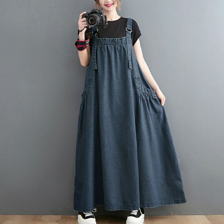 大きいサイズ レディース デニムサロペットスカート　goldy-1216