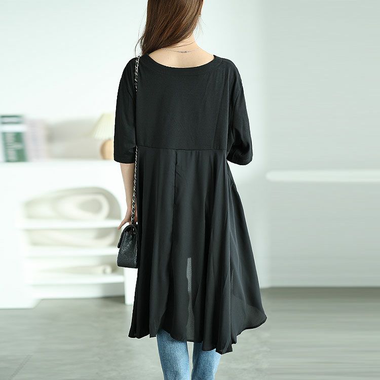 大きいサイズ レディース 異素材テールカットチュニック　mncut-122248f