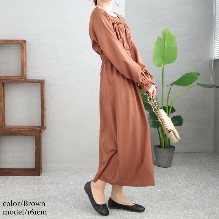 大きいサイズ レディース スクエアネックシャーリングワンピース maru