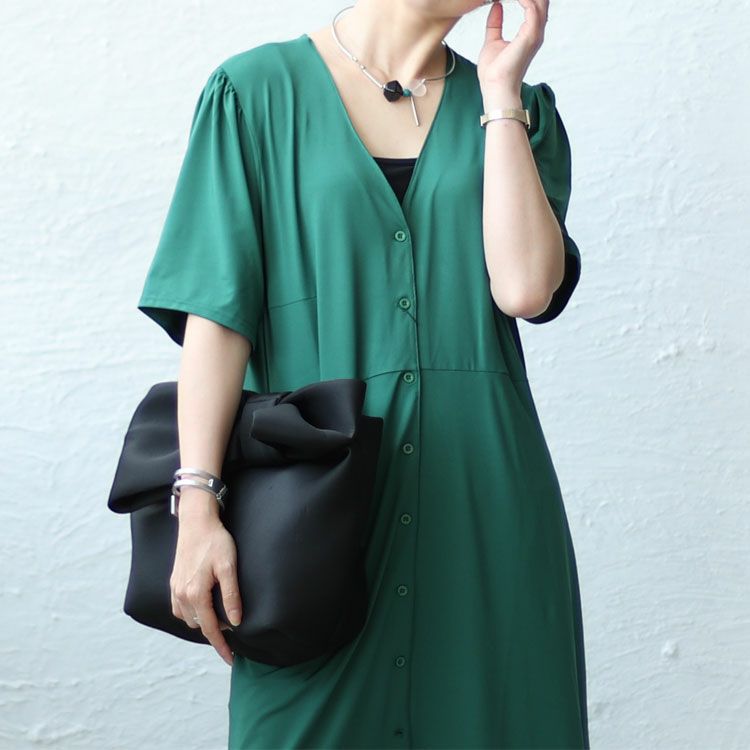 大きいサイズ レディース とろみ前開きワンピース　sw-0519