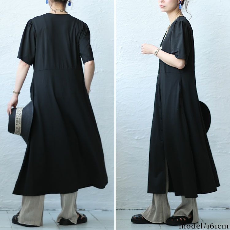 大きいサイズ レディース とろみ前開きワンピース　sw-0519