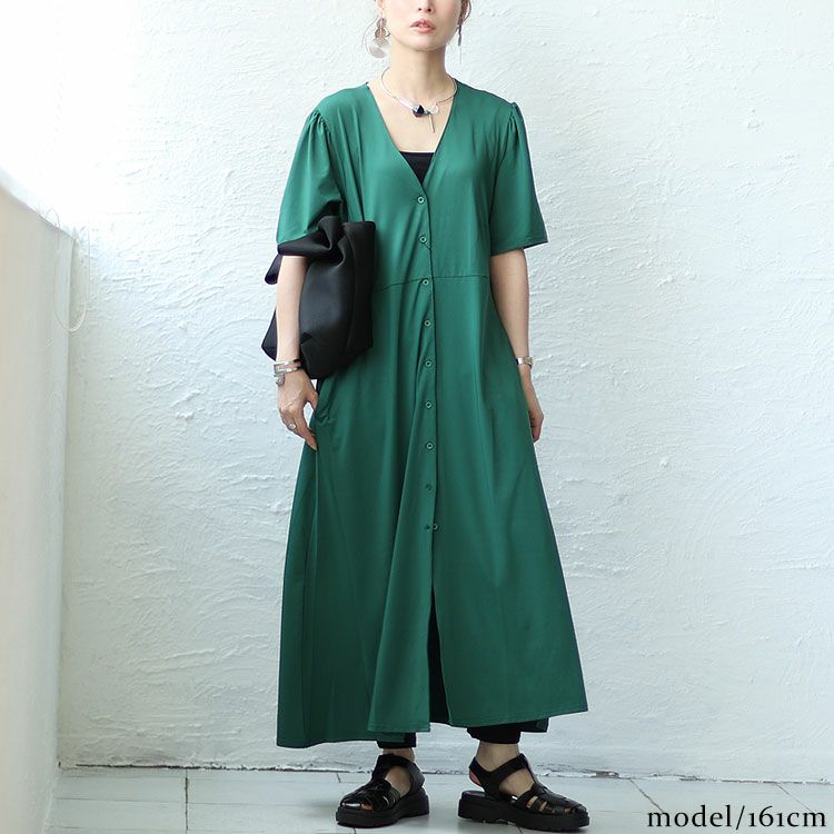 大きいサイズ レディース とろみ前開きワンピース　sw-0519