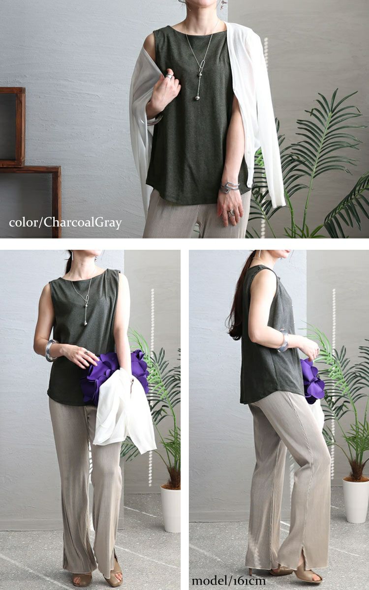 大きいサイズ レディース ボートネックタンクトップ　wk-0309