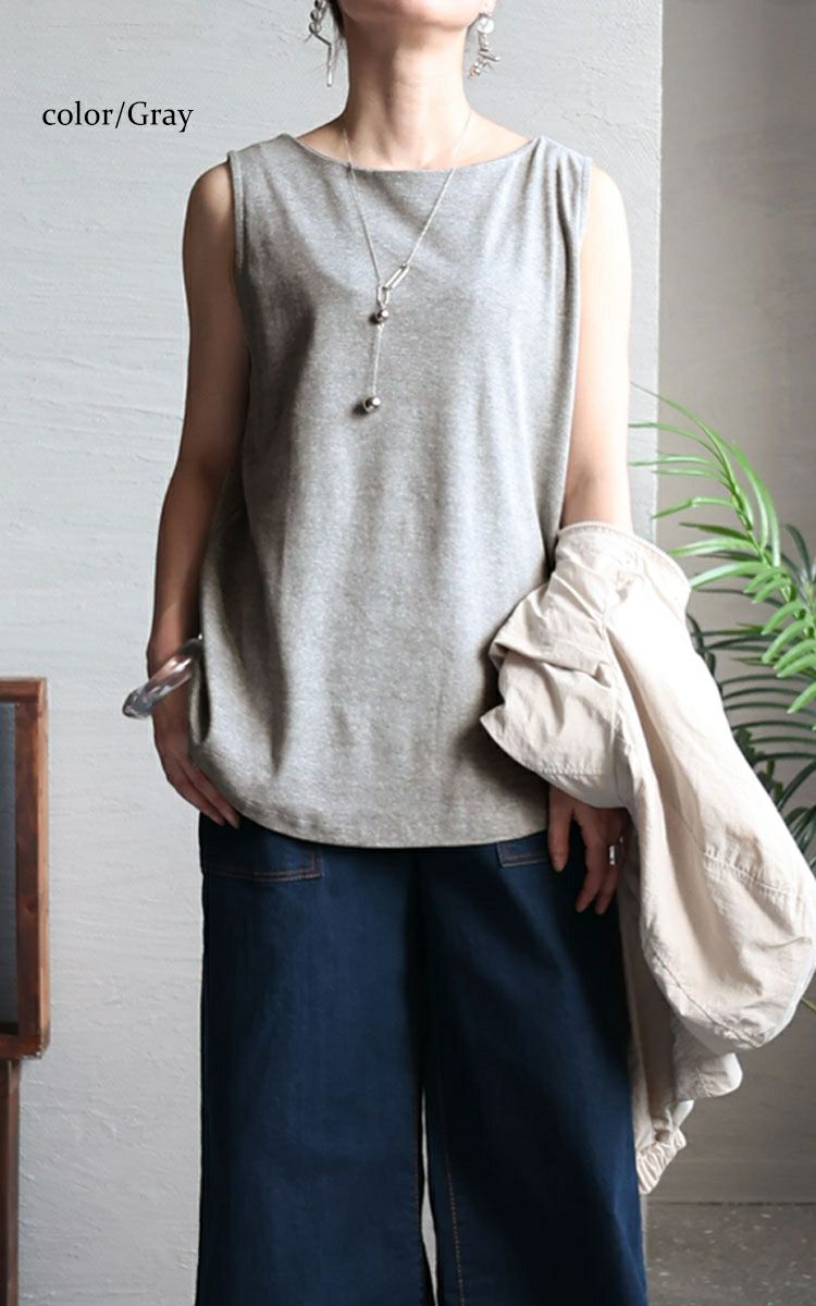 大きいサイズ レディース ボートネックタンクトップ　wk-0309