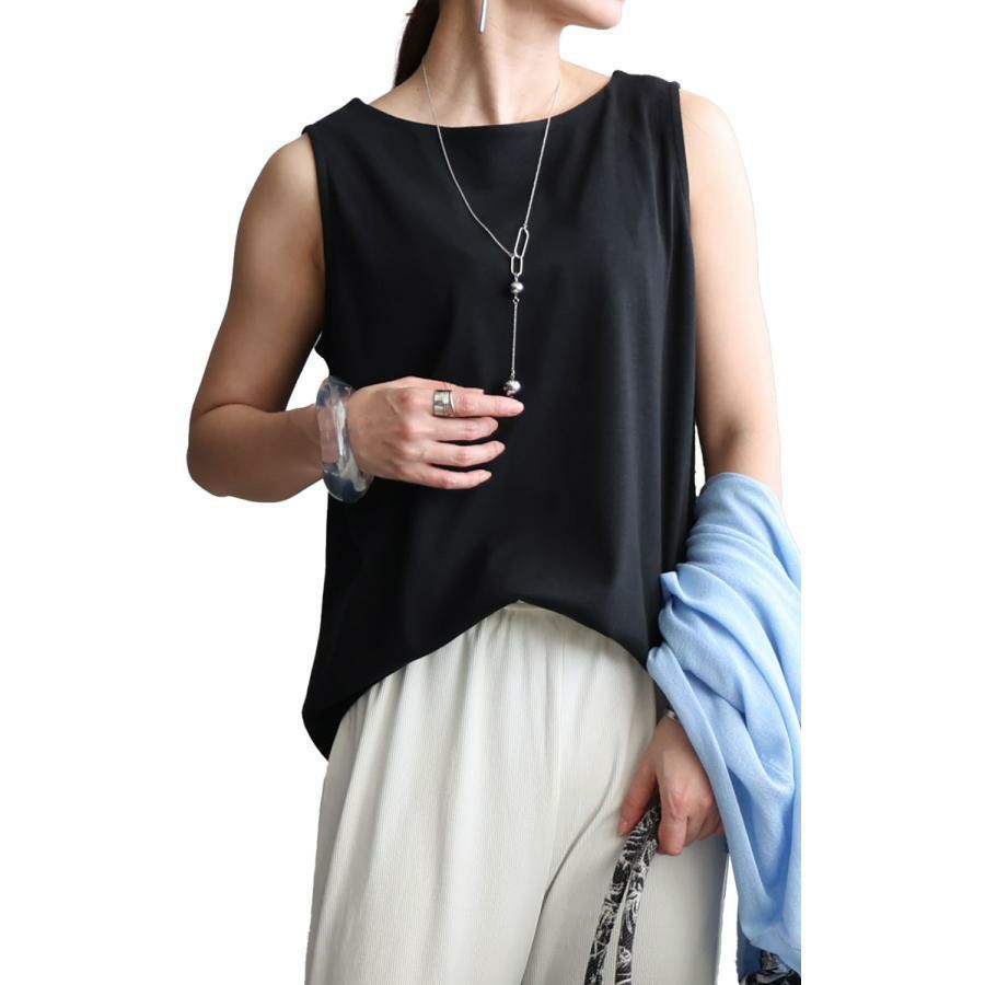 大きいサイズ レディース ボートネックタンクトップ　wk-0309 ブラック