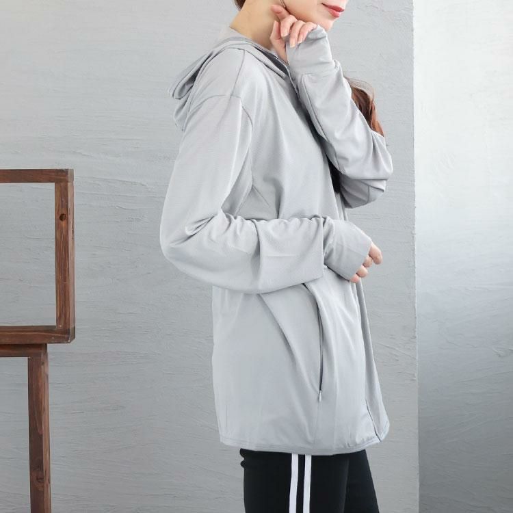 大きいサイズ レディース UVカット＆接触冷感＆吸水速乾ラッシュガード　goldy-1229【メール便可】 グレー