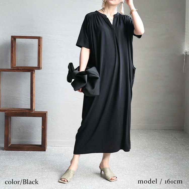 大きいサイズ レディース 接触冷感コクーンワンピース　sw-0529 ブラック